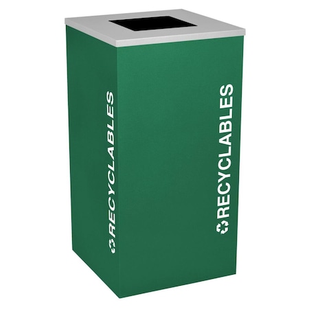 Ex-Cell Kaiser Ex-Cell Kaiser RC-KDSQ-R EGX 24 Gallon Square Recycling Receptacle with Recyclables Decal; Emerald Texture RC-KDSQ-R EGX